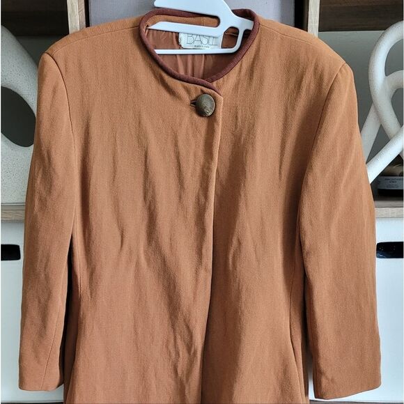 Basile Made in Italy Rust Orange Long Coat size Small - Picture 4 of 14